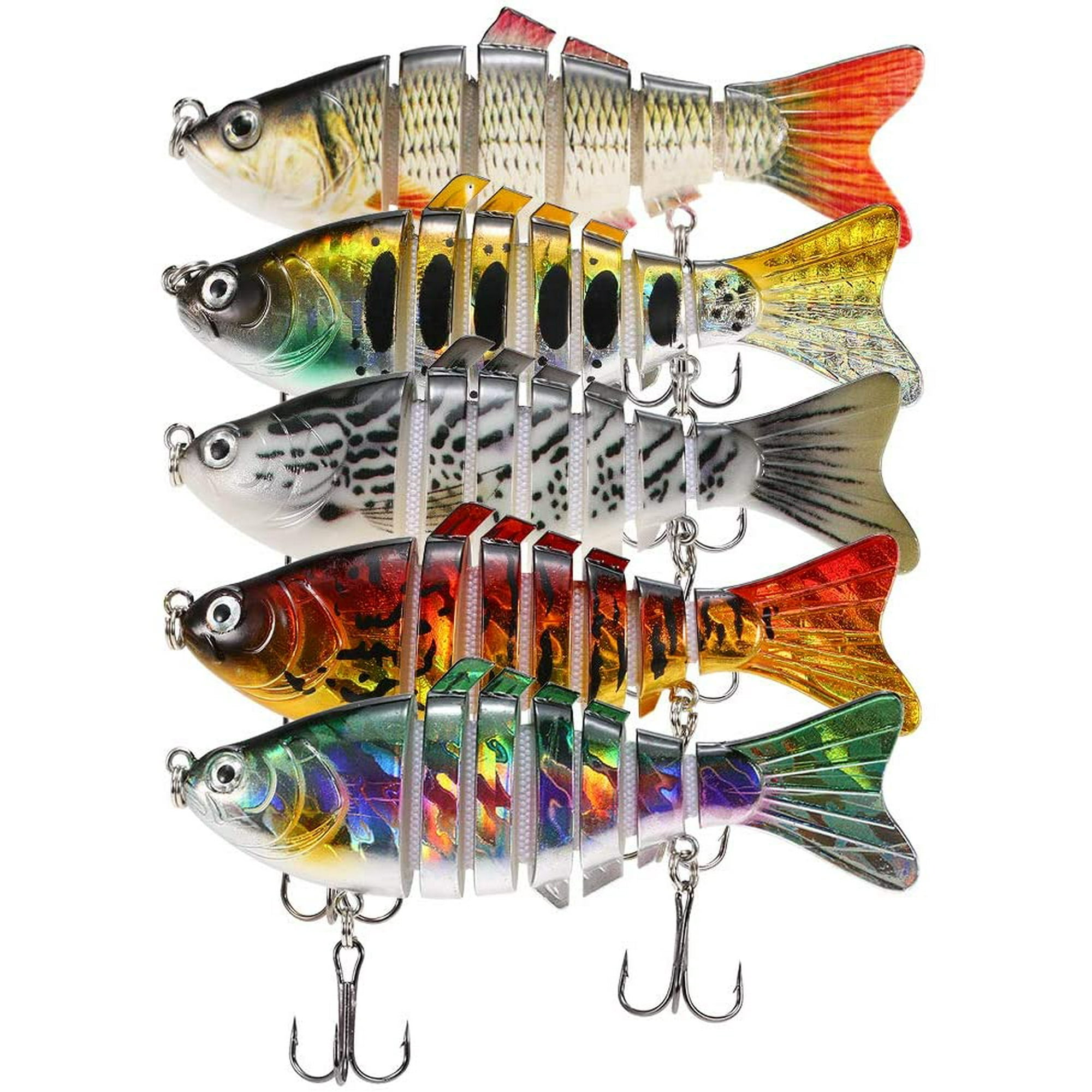 Lixada Fishing Lure Set 5PCS Multi Jointed Segment Swimbait Lifelike Hard Bait Crankbait Treble Hooks 3D Eyes Popper Crankbait Vibe Sinking Lure for Bass Trout Perch Lixada Fishing Lure Set 5PCS Multi Jointed Segment Swimbait Lifelike Hard Bait Crankbait Treble Hooks 3D Eyes Popper Crankbait Vibe Sinking Lure for Bass Trout Perch